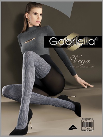 Gemusterte Strumpfhose in angesagtem Overknee-Look Vega von Gabriella, graphitgrau-schwarz, Gr. S