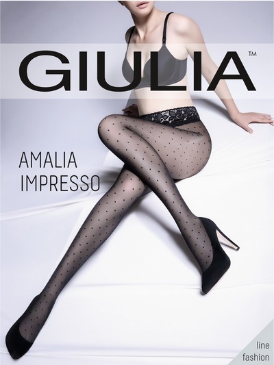 Feinstrumpfhose mit Punktmuster und Spitzenbund Amalia Impresso von Giulia, schwarz, Gr. S