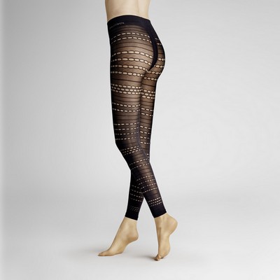 Semi-blickdichte Leggings mit transparenter Musterung und Streifenoptik von Hudson, schwarz, Gr. S