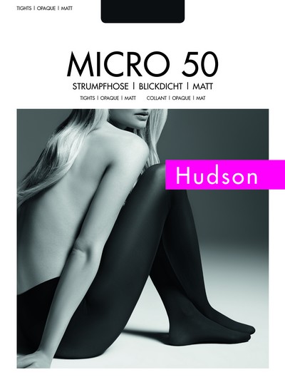 Blickdichte Strumpfhose ohne Muster Micro 50 von Hudson, schwarz, Gr. L
