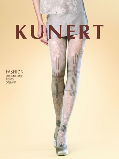 Damenstrumpfhose mit raffinierter Karomusterung und Bltenfilet von KUNERT, schwarz, Gr. 42-44