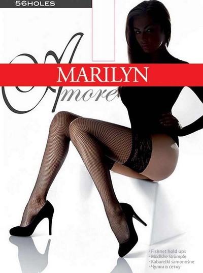 Klassische halterlose Netzstrmpfe Amore von Marilyn, grau, Gr. S/M