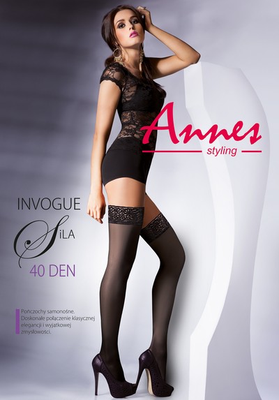 Glatte semi-blickdichte halterlose Strümpfe Sila von Annes, schwarz, Gr. S/M Glatte semi-blickdichte halterlose Strümpfe Sila von Annes, schwarz, Gr. S/M