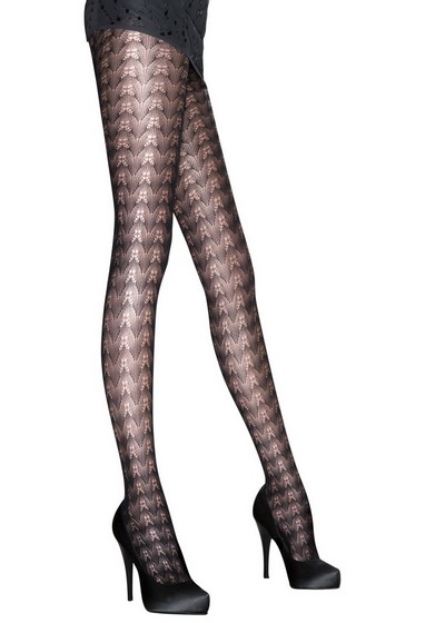 Ajour-Strumpfhose mit raffiniertem Zickzack-Muster von Aristoc, schwarz, Gr. S/M