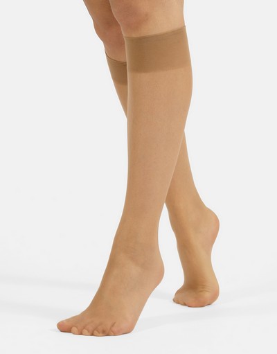 2 Paar hauchzarte Sommer-Kniestrmpfe Make up Satin 8 DEN von Cette