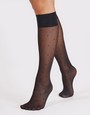 2 Paar transparente Kniestr�mpfe mit Punktmuster von Cette, schwarz
