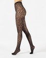 Netzstrumpfhose mit Leopardenmuster und nahtlosem H�schenteil von Cette, schwarz, Gr. 52-54