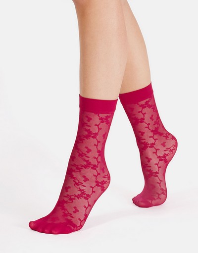 Transparente Sckchen mit floralem Muster von Cette, schwarz