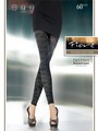 Blickdichte, abstrakt gemusterte Leggins Destiny 60 DEN, navy blue, Gr. M