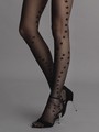 Transparente Feinstrumpfhose mit Sternchenmuster in Tattoo-Optik von Fiore, schwarz, Gr. M