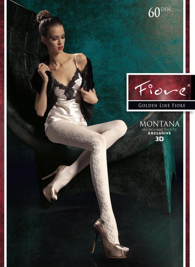 Blickdichte Strumpfhose mit wunderschönem Blumenrankenmuster Montana von Fiore, ecru, Gr. L Blickdichte Strumpfhose mit wunderschönem Blumenrankenmuster Montana von Fiore, ecru, Gr. L