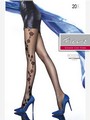 Elegante Feinstrumpfhose mit wunderschnem Blumenrankenmuster Rogeria von Fiore, schwarz, Gr. M