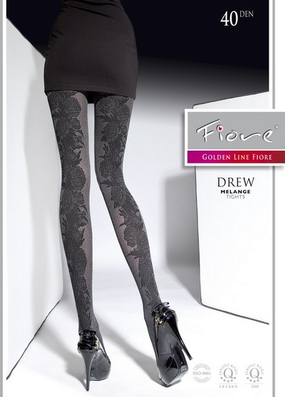 Elegante Strumpfhose mit blumigem Muster Drew von Fiore, braun meliert, Gr. 4