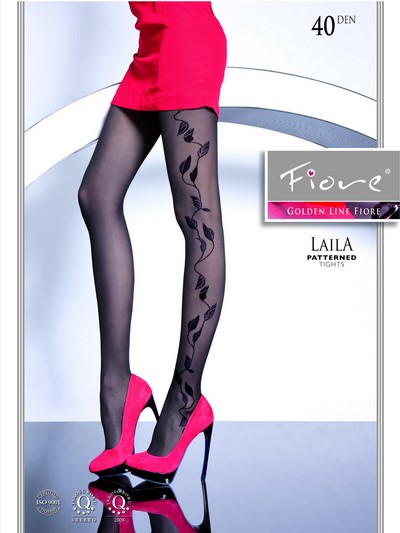 Sehr elegante Strumpfhose mit Blumenmuster Laila 40 DEN