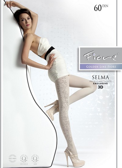 Blickdichte Strumpfhose mit floralem 3D-Muster Selma von Fiore, graphite, Gr. M