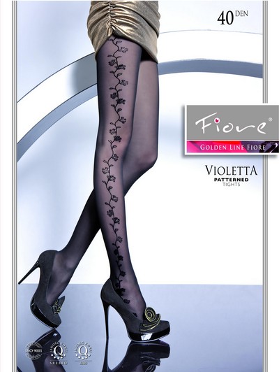 Elegante Strumpfhose mit Blumenrankenmuster Violetta 40 DEN, grau, Gr. 4 Elegante Strumpfhose mit Blumenrankenmuster Violetta 40 DEN, grau, Gr. 4
