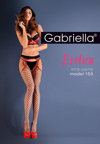 Grobmaschige Netz-Strapsstrumpfhose Strip Panty von Gabriella, schwarz, Gr. XS/S Grobmaschige Netz-Strapsstrumpfhose Strip Panty von Gabriella, schwarz, Gr. XS/S
