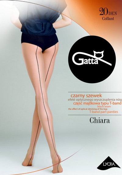 Transparente, hautfarbene Feinstrumpfhose mit schwarzer Naht Chiara 05 von Gatta, hautfarben mit schwarzer Naht, Gr. S