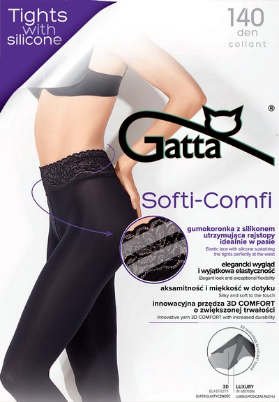 Blickdichte Strumpfhose mit elegantem Spitzenbund Softi-Comfi 140 von Gatta, schwarz, Gr. S Blickdichte Strumpfhose mit elegantem Spitzenbund Softi-Comfi 140 von Gatta, schwarz, Gr. S