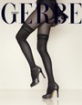 Edle Strumpfhose im Overknee-Look Frou Frou, grau meliert-schwarz, Gr. L