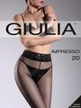 Glatte, transparente Feinstrumpfhose mit Spitzenbund Impresso 20 von Giulia, schwarz, Gr. M