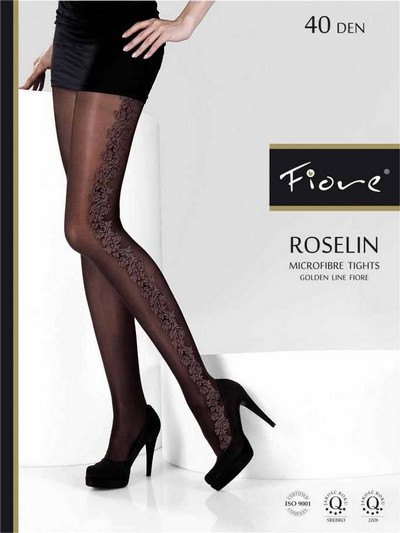 Microfaser-Strumpfhose mit floralem Muster Roselin 40 den in mocca, Gr. S