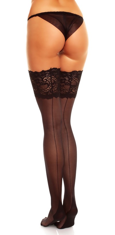 Zeitlos elegante halterlose Nahtstr�mpfe in �bergr��en Couture 20 von Glamory, schwarz, Gr. XL