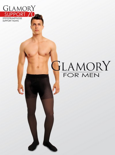 Blickdichte Sttzstrumpfhose fr Mnner Support 70 von Glamory, schwarz, Gr. XL