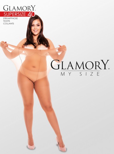 Semi-blickdichte, sehr groe Feinstrumpfhose Supersize 40 von Glamory, make up, Gr. 5XL-7XL