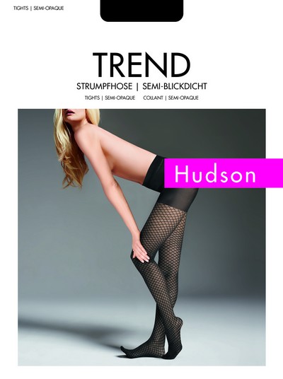 Feinstrumpfhose mit stylischem Karo-Muster in Netzoptik von Hudson, schwarz, Gr. S