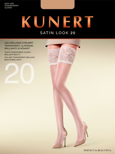 Edel glnzende halterlose Strmpfe Satin Look von Kunert
