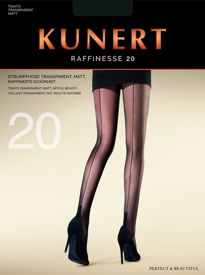 Elegante Feinstrumpfhose mit rckwrtiger Naht Raffinesse von KUNERT, 20 DEN, hautfarben mit schwarzer Naht, Gr. S