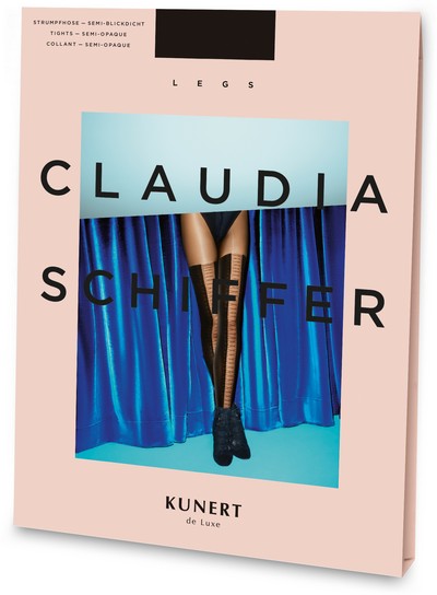 KUNERT de Luxe Claudia Schiffer Legs Laced - Strumpfhose mit geschnrter Overknee-Optik, hautfarben-schwarz, Gr. M