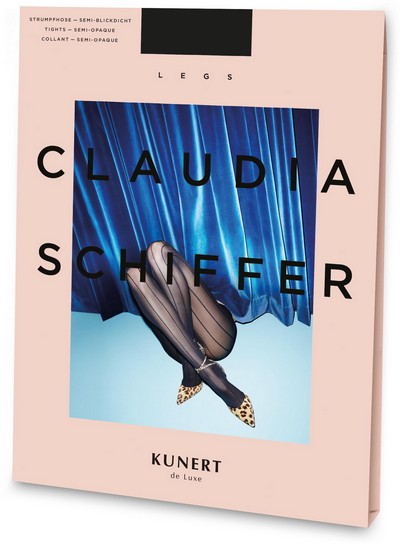 KUNERT de Luxe Claudia Schiffer Legs No. 2 - Strumpfhose mit Streifenmuster, white-marble, Gr. S