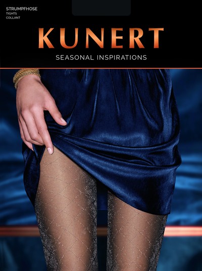 Semi-blickdichte Strumpfhose mit Lurexrauten Luxur Graphic von KUNERT, schwarz-silbern, Gr. L