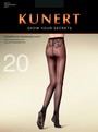 Feinstrumpfhose mit rckwrtiger Naht und Blmchen-Musterung Secret Trace von KUNERT, hautfarben mit schwarzer Musterung, Gr. XL