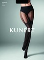 Blickdichte Strumpfhose mit spezieller Overknee-Optik und Lurex-Details von KUNERT, schwarz-silbern, Gr. M