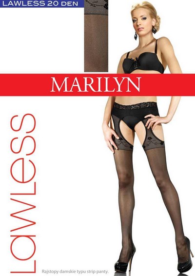 Strip Panty - Feinstrumpfhose in Strapsoptik mit dezentem Blumenmuster Lawless, 20 DEN