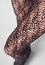 Nahtlose Netzstrumpfhose mit einem eleganten Blumenmuster von Oroblu, schwarz, Gr. S/M