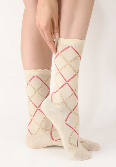 Sehr weiche, karierte Socken mit Viskose von Oroblu, schwarz