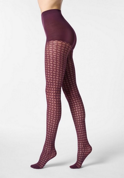 Semi-blickdichte Strumpfhose mit gleichm��igem Wellenmuster von Oroblu, plum, Gr. S/M