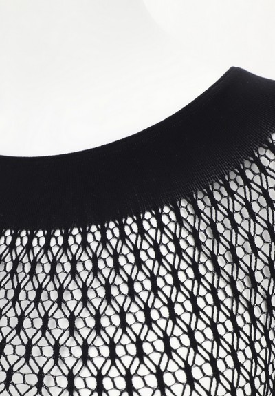 Nahtloses Netzshirt mit einem geometrischen Muster von Oroblu, schwarz, Gr. S/M
