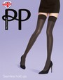 Blickdichte, nahtlose halterlose Strmpfe von Pretty Polly, schwarz