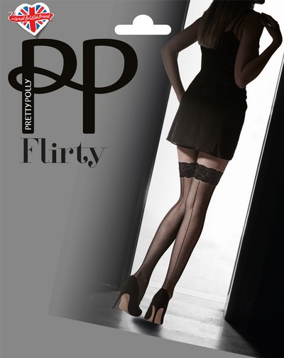 Halterlose Strmpfe mit Rcknaht und Spitzenabschluss im Samtoptik Velvet Lace von Pretty Polly