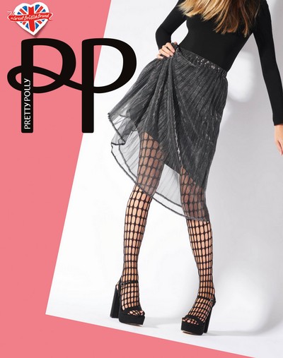 Netzstrumpfhose mit raffinierter Netzstruktur Oblong Net von Pretty Polly, schwarz