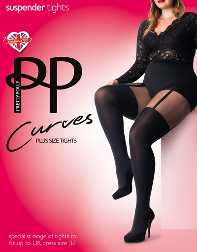 Strumpfhose in Straps-Optik fr Frauen mit weiblichen Rundungen Curves Suspender von Pretty Polly