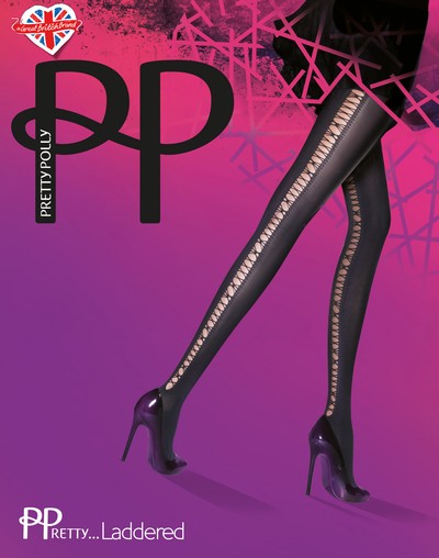 Strumpfhose mit Lochmuster in Schnroptik PPretty...Laddered von Pretty Polly, schwarz